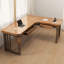 Bureau en bois massif en forme de L brun noyer avec 3 tiroirs-2103932467-2103932465