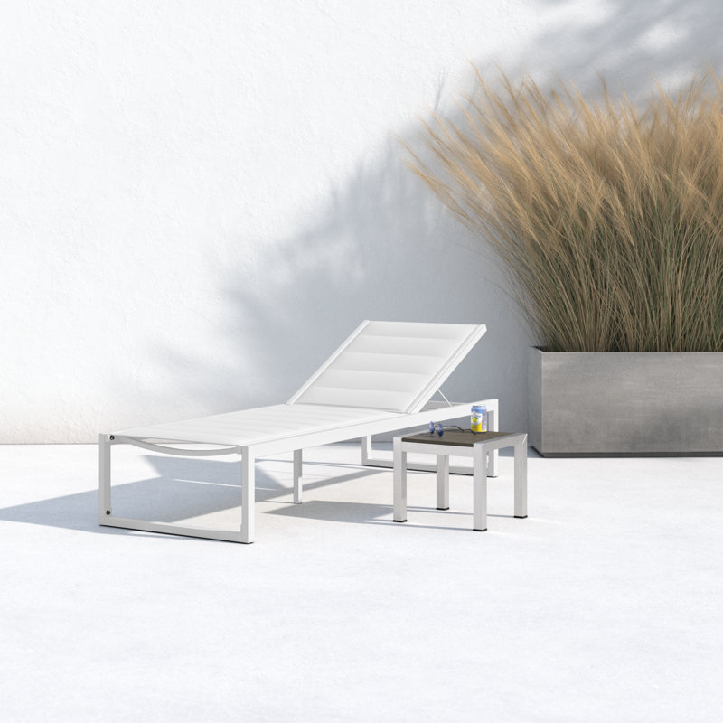 Armando Outdoor Aluminum Chaise Lounge, White