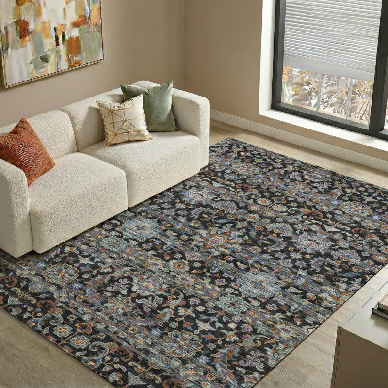 Tapis lavable à la machine de qualité supérieure Mayfield AMF2485, Noir, 8 pi x 10 pi