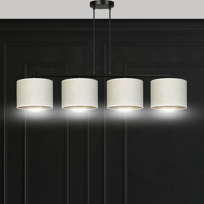 Eamie 4 - Light Kitchen Island Drum Pendant, White