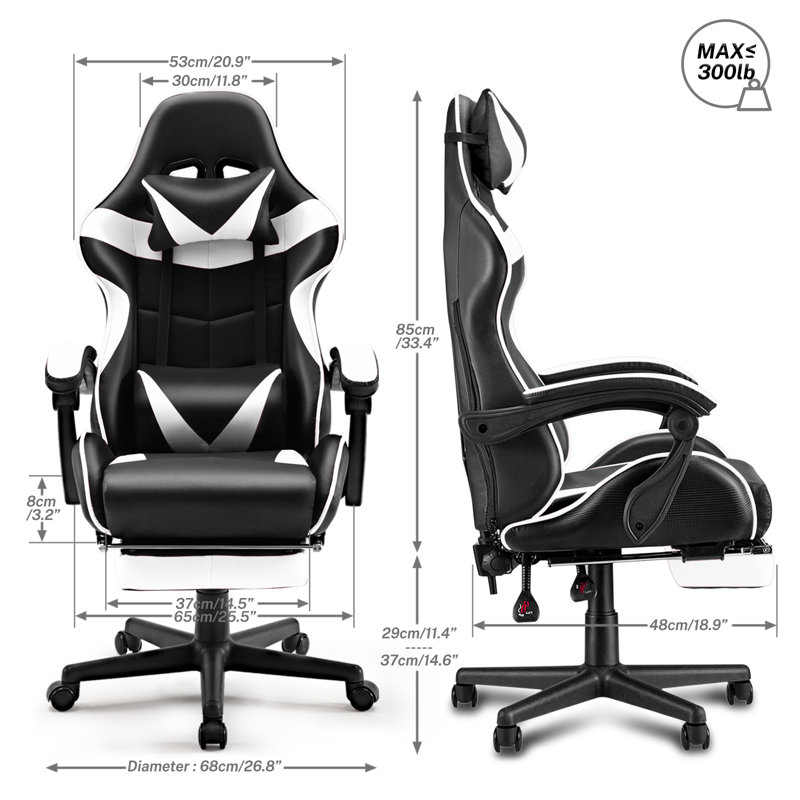 Fauteuil de jeu ergonomique pour adultes Soontrans, Blanc