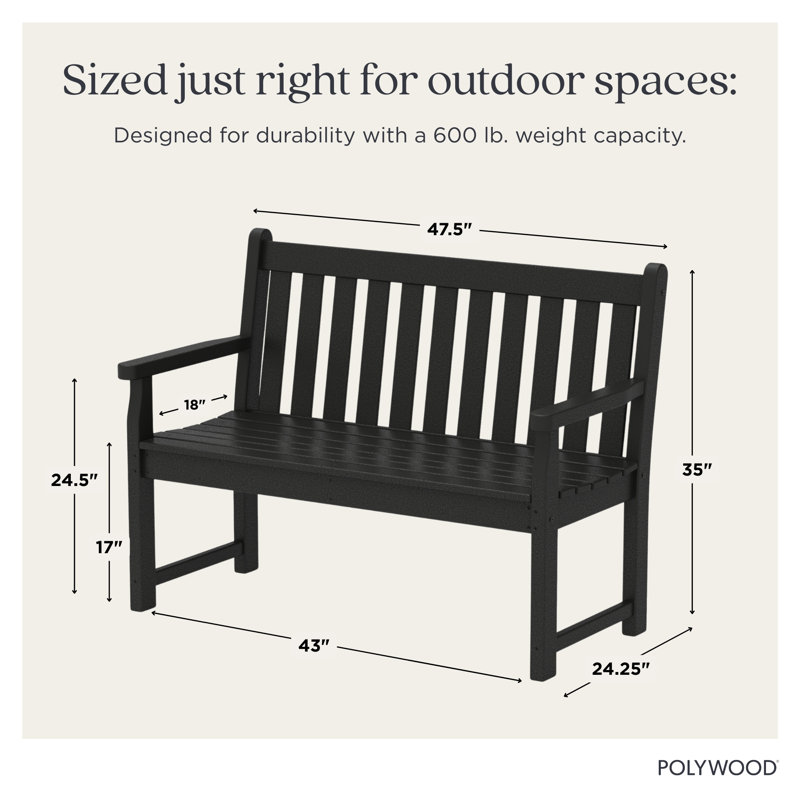 Banc de jardin POLYWOOD, H 35 po x l 47,5 po x P 24,25 po, Vert