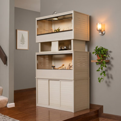 Four piece Set, Two Reptile Enclosures with Stand and Stacker