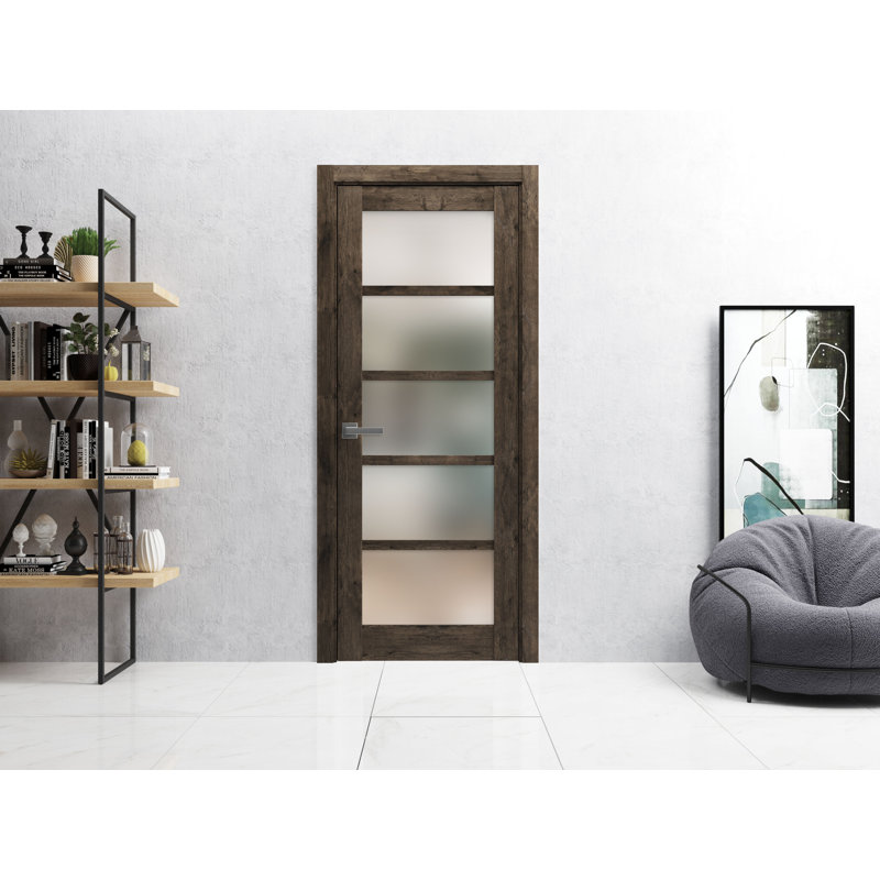 Porte standard lambrissée Quadro, Chêne cognac, 36 po x 96 po