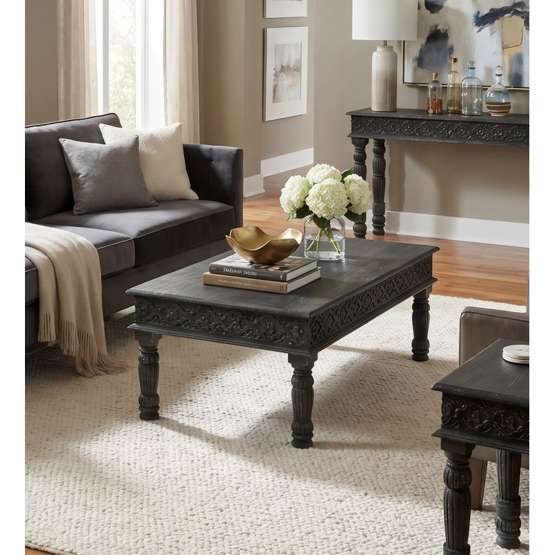 Aarohi Solid Wood Single Coffee Table, Black