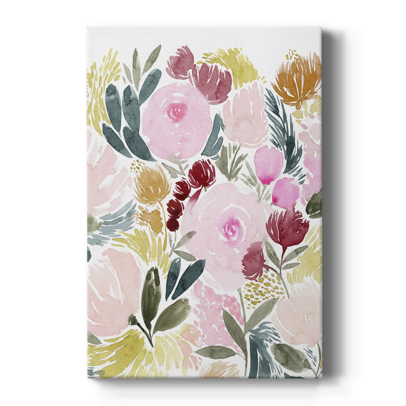 Rose Rays I - peinture sur toile tendue, H 18 po x l 12 po x P 1,5 po