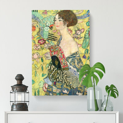Lady With A Fan by Gustav Klimt - Wrapped Canvas Painting
