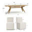 Ensemble de salle à manger extensible 7 pièces en placage de bois avec chaises à roulettes rembourrées