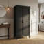 Armoire de rangement en acier noir de 155 cm (61 po) avec étagères réglables et portes doubles cintrées pour garage, buanderie ou salle à manger-1897627669