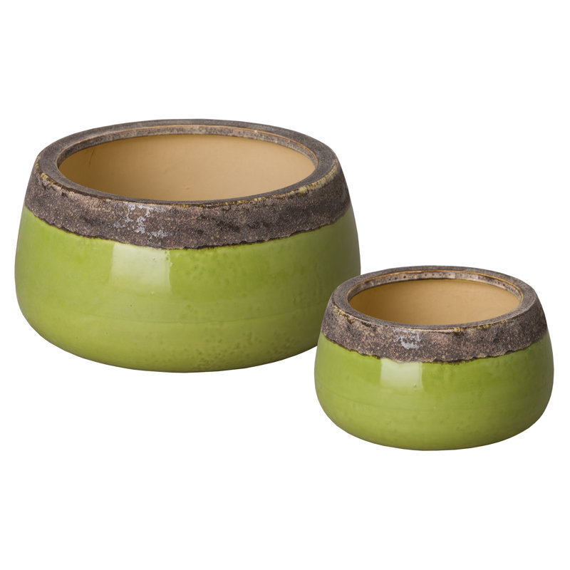 POT DE FLEURS S / 2, REEF / CHAUX 9 x 5 po; H 13 x 7 po