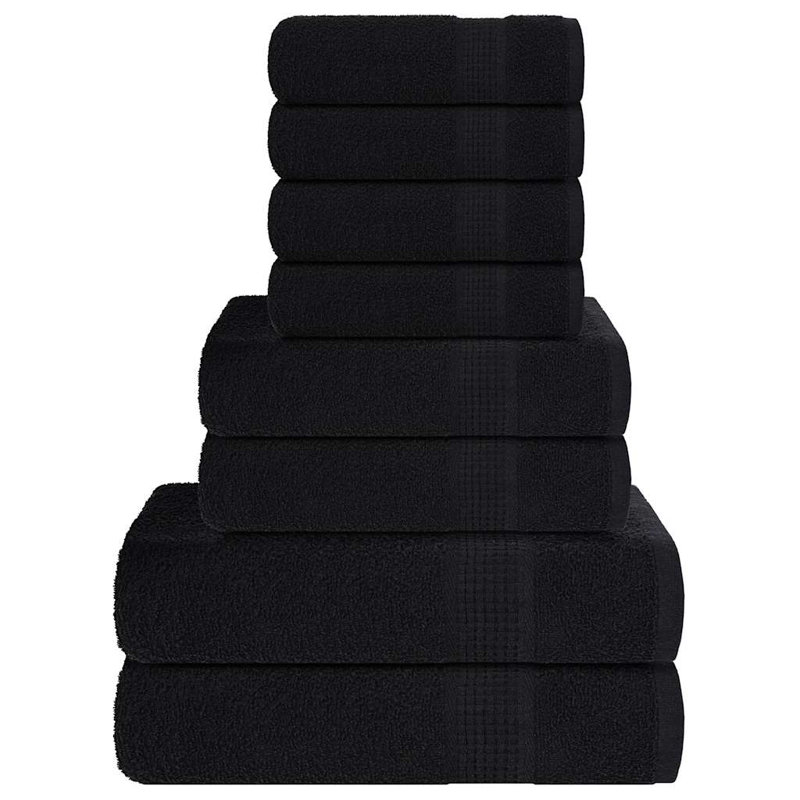 Towel Set 360 Gsm 100% Cotton, Black, 8 Piece Towel Set