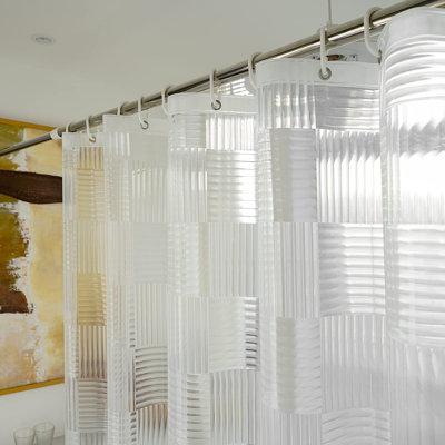 EVA Clear Shower Curtain Or Liner 72 X 72 Inches,Transparent Heavy Duty Clear Design Shower Liner With Geometric 3D Pattern,Waterproof Shower Curtains For Bathroom With 3 Weighted Magnets