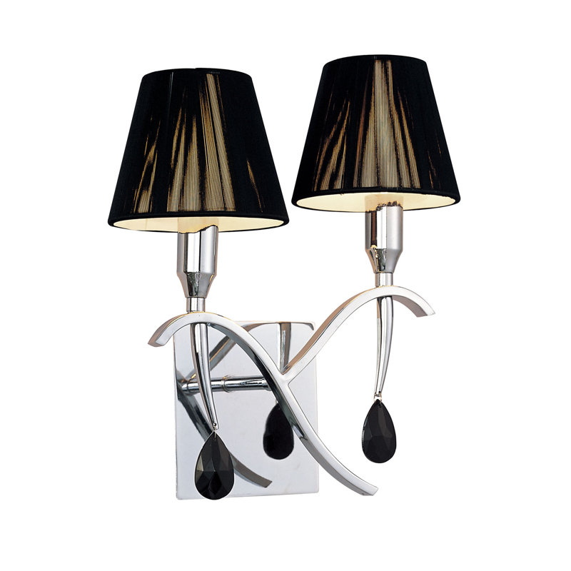 Yuri 2-Light Dimmable Wallchiere, Polished Chrome, Black