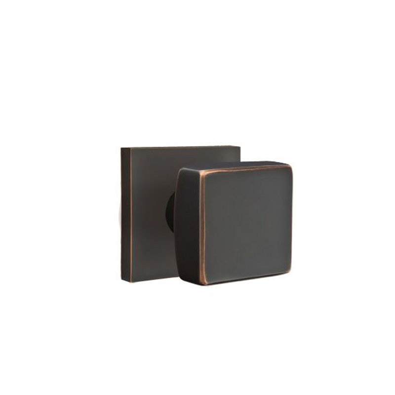 Ensemble de faux boutons Emtek avec rosette carrée et bouton carré, Bronze huilé