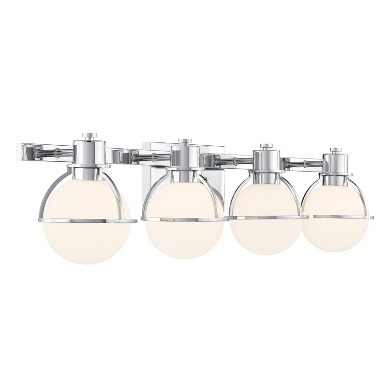  Éclairage pour salle de bain 4 lumières Pierce en chrome, Chrome chrome, H 7,5 po x l 32 po x P 5,13 po, 4 lumières