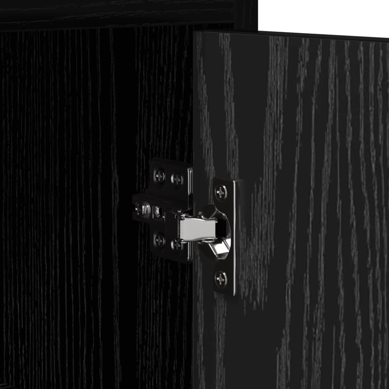 40cm W Composite Bedside Table, Black Oak
