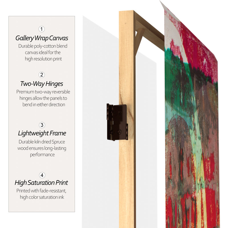Sydney Abstract Arts Folding Screen, Red Bazaar