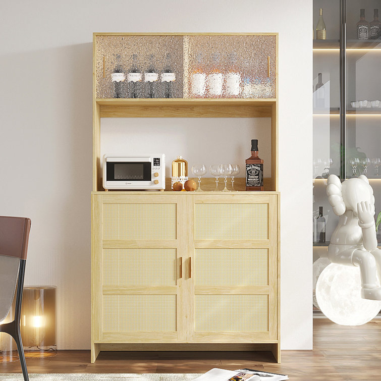 70.87 H White Large Kitchen Pantry Storage Cabinet with Drawers and Open Shelves Freestanding Cupboard Buffet Cabinet