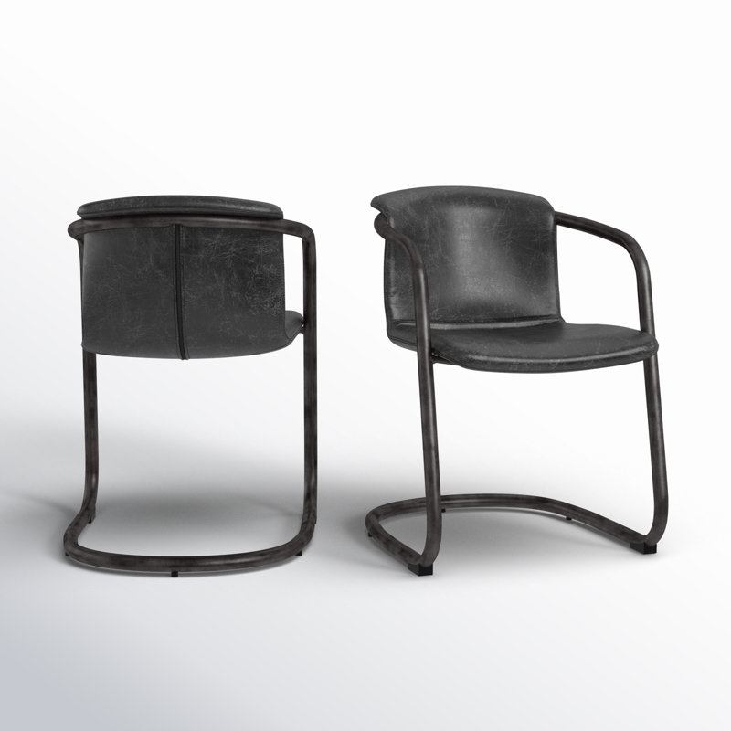 Freeman Bar Stool, Black Genuine Leather