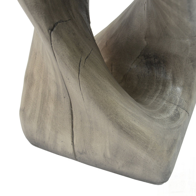 Twist Shape Side Table with Wood-like Texture, Durable and Versatile for Indoor and Outdoor Use, Gray