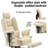 Beige Office Chair Ergonomic 200 Kg Pu Leather Computer Chair, With Lumbar Support And High Backrest, Ergonomic Desk Chair With Liftable Headrest