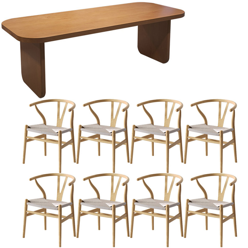 Modern simple solid wood dining table set., 29.50”H x 78.70”L x 31.40”W, 9