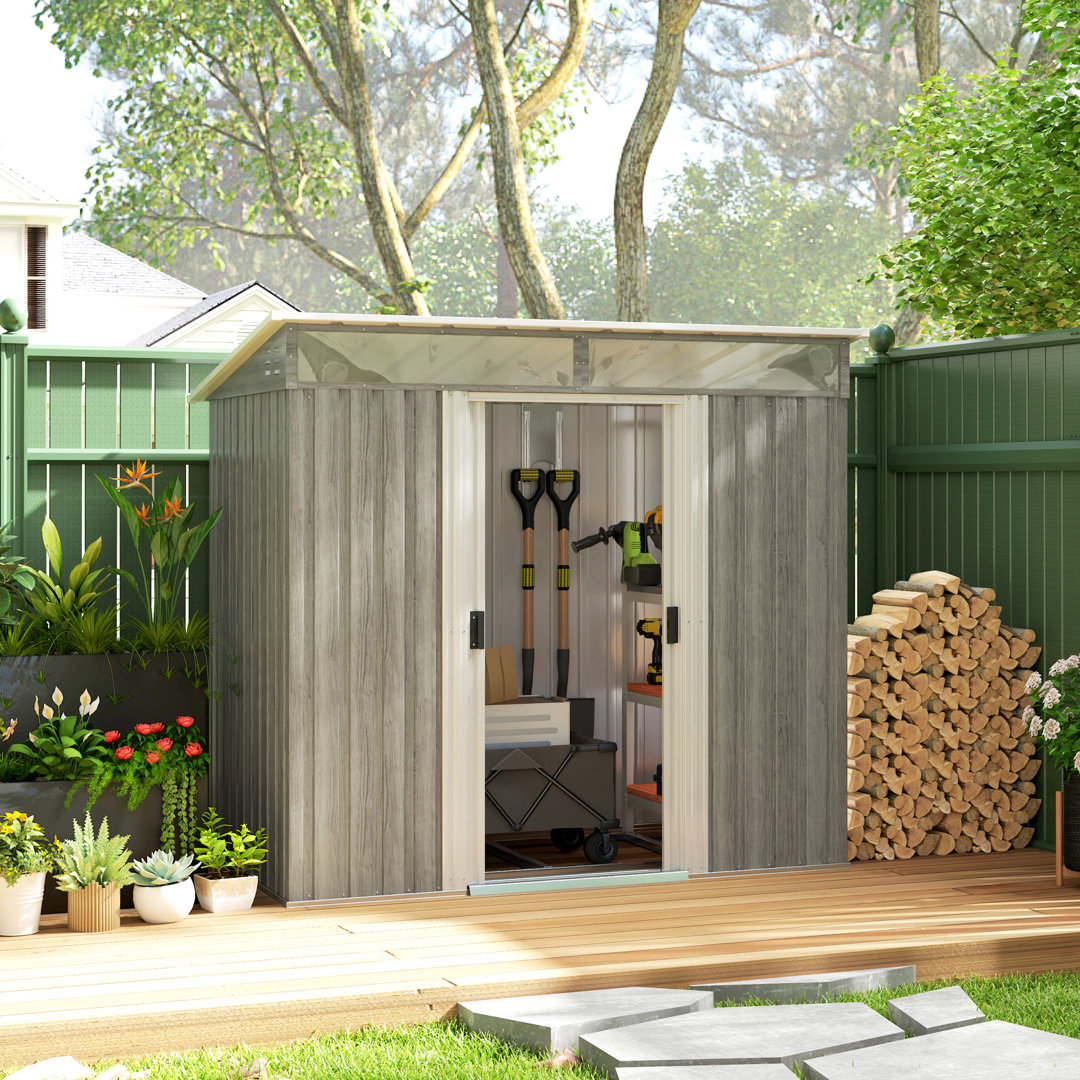 Garden 6 ft. W x 4 ft. D Galvanised Steel Storage Shed