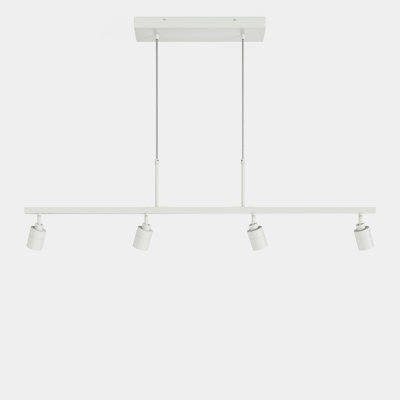Luminaire suspendu sur rail blanc 4 lumières Shura avec têtes rotatives, DEL intégrée, hauteur réglable, 3000 K 1960 Lmn