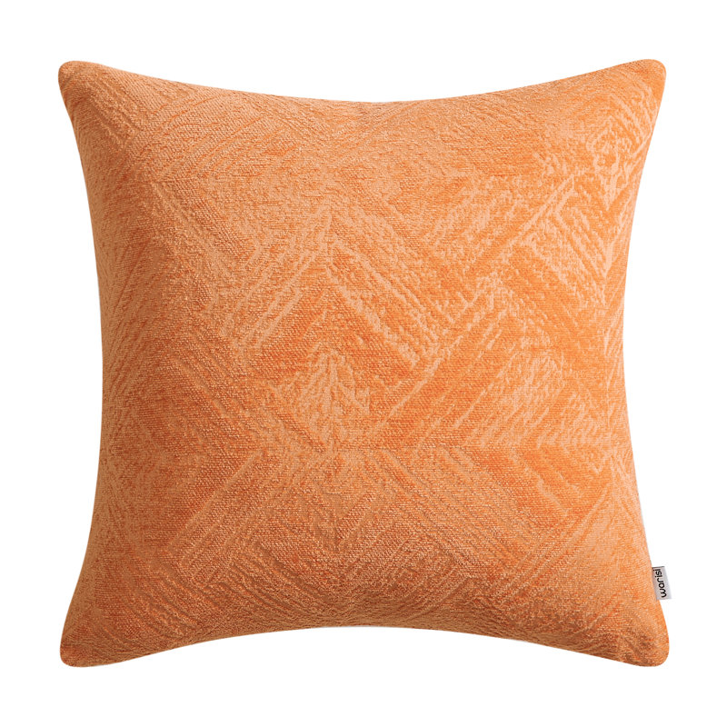  Chenille Throw Pillow Cover, Orange, 20" x 20" x 1"