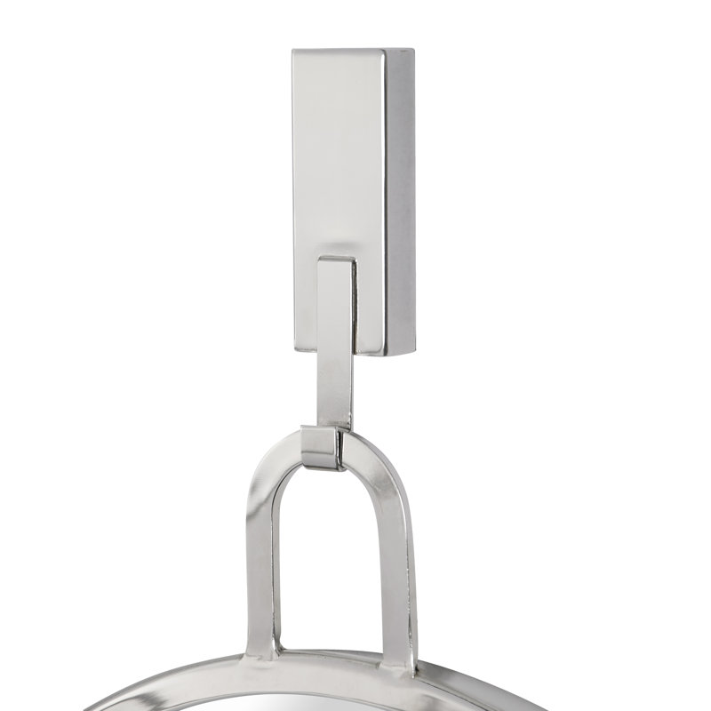 Stopwatch Oval Powder Room Wall Mirror - Polished Nickel, 30" x 22.25", Polished Nickel, Oval