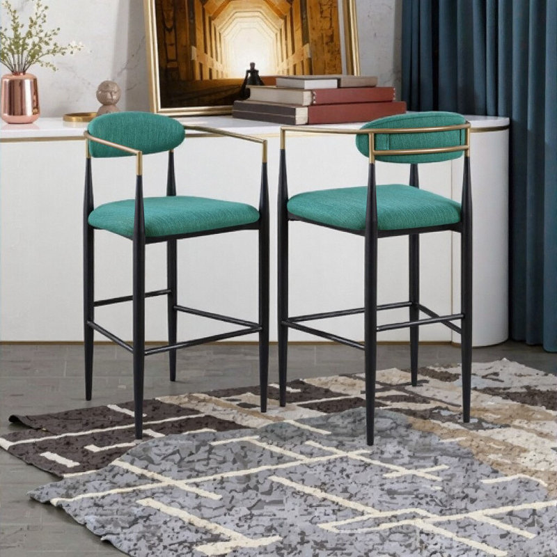 Tabourets de bar modernes en tissu Renfroe (ensemble de 2) - Contre-chaises de cuisine confortables, Vert
