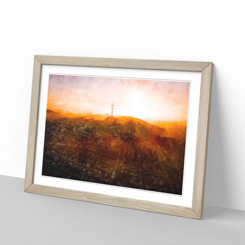 Sunlight over San Francisco - Picture Frame Graphic Art Print, Oak Framed, 33cm H x 45cm W x 2cm D