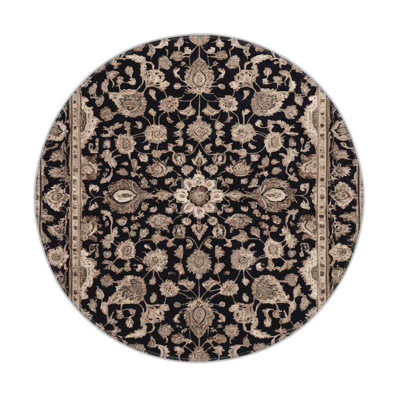 Tapis d'intérieur et d'extérieur gris Persian, Rond 5 pi