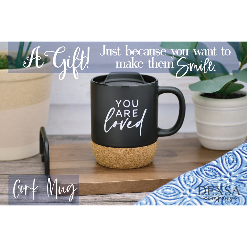 Tasse de fond en liège avec couvercle You Are Loved Designer - 14 oz
