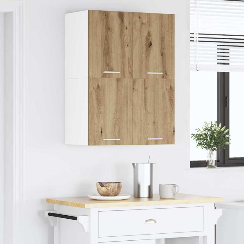 Vidaxl Hanging Cabinet Riga 2 Pcs Black Oak And White 60 X 31 X 40 Cm, Artisan Oak/White