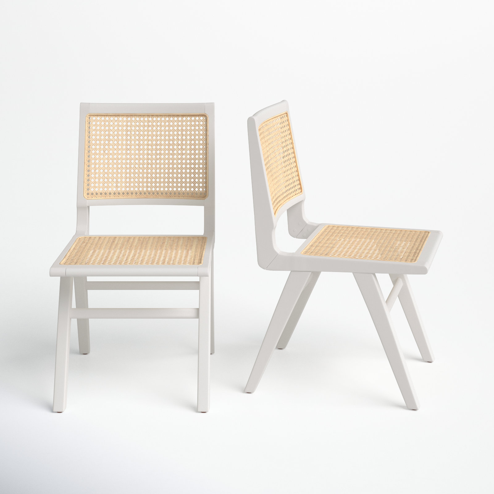 Atticus Side Chair, White/Natural