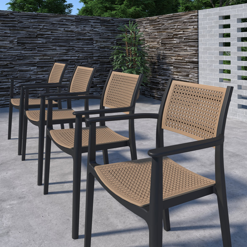 Amazonia Radiance Outdoor Patio FSC Dark Wood And Resin Dining Set, 6