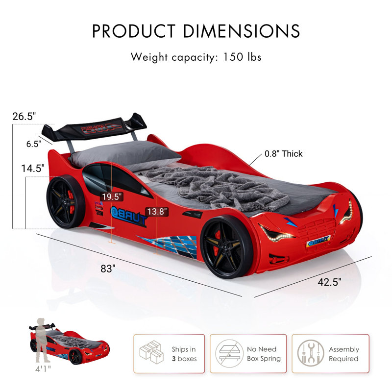 Roket Twin Car Bed with LED Headlights