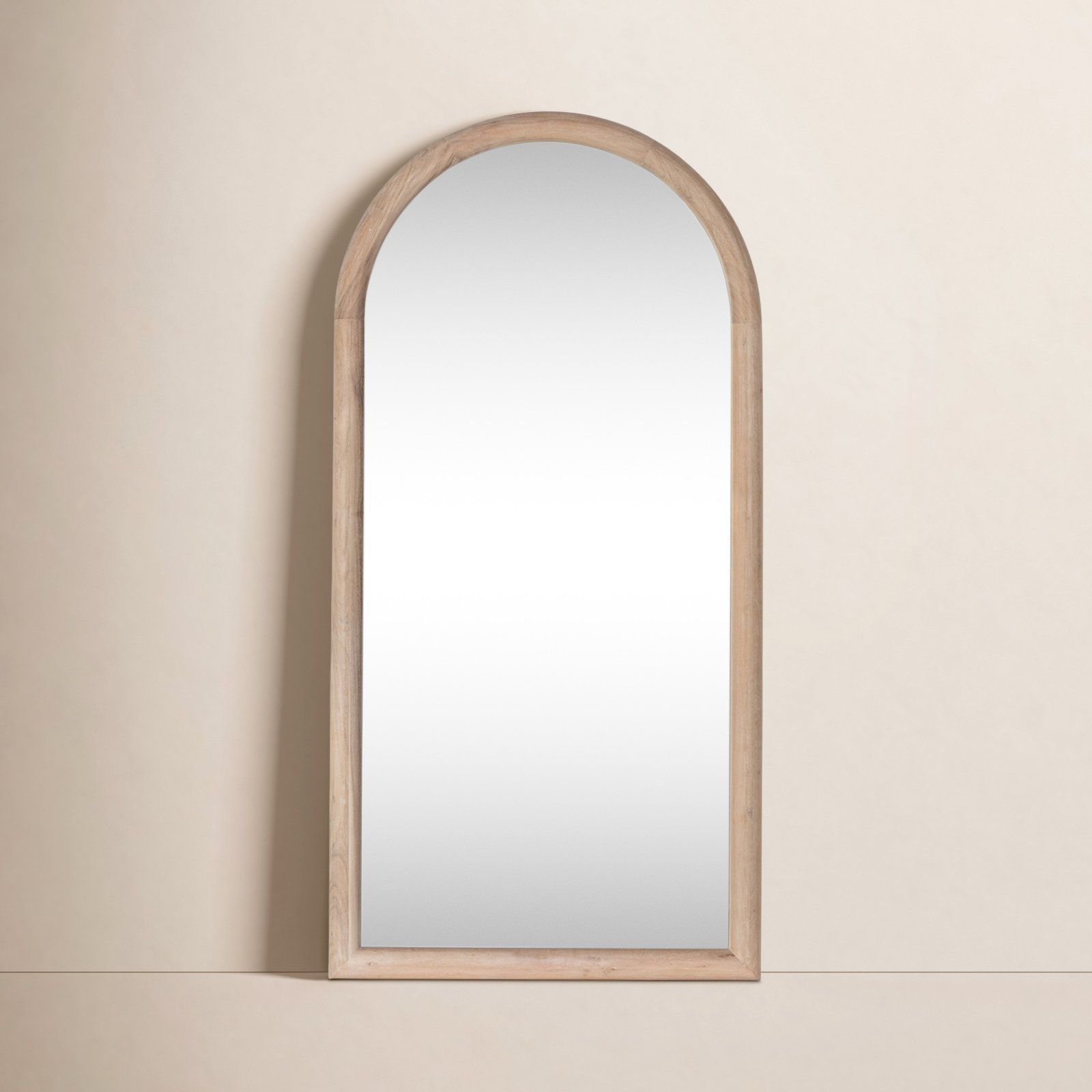Aubria 38" Acacia Full-Length Mirror, Whitewash Acacia