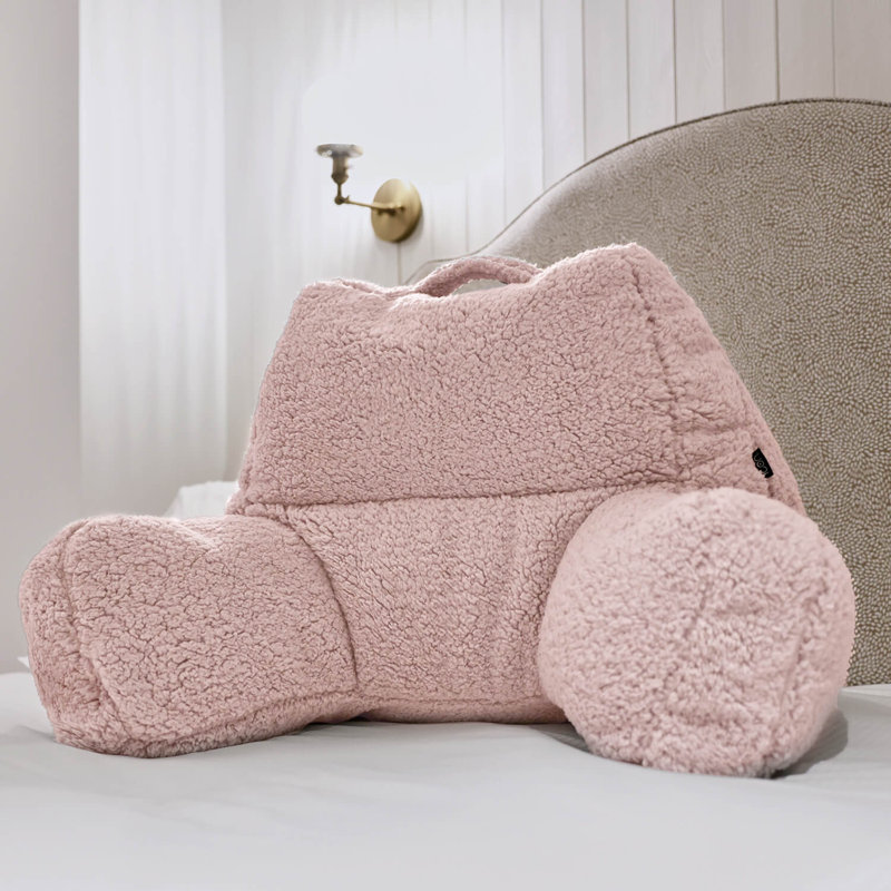 Kids Kingston Faux Fur Classic Bean Bag and Reading Pillow Set, Pink