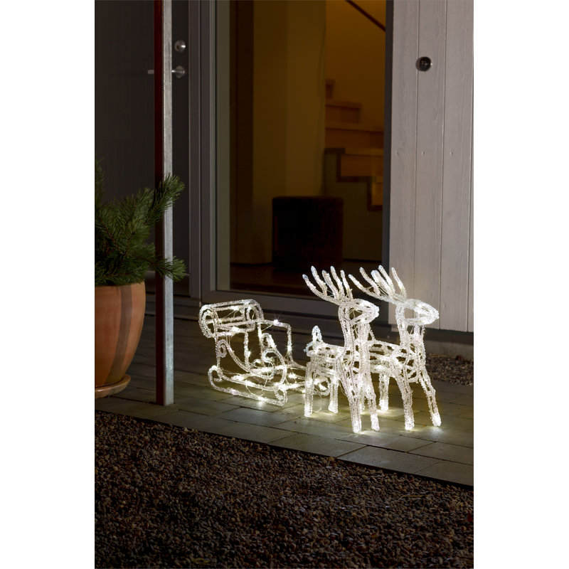 Reindeers and Sleigh Acrylic Outdoor Christmas Decoration