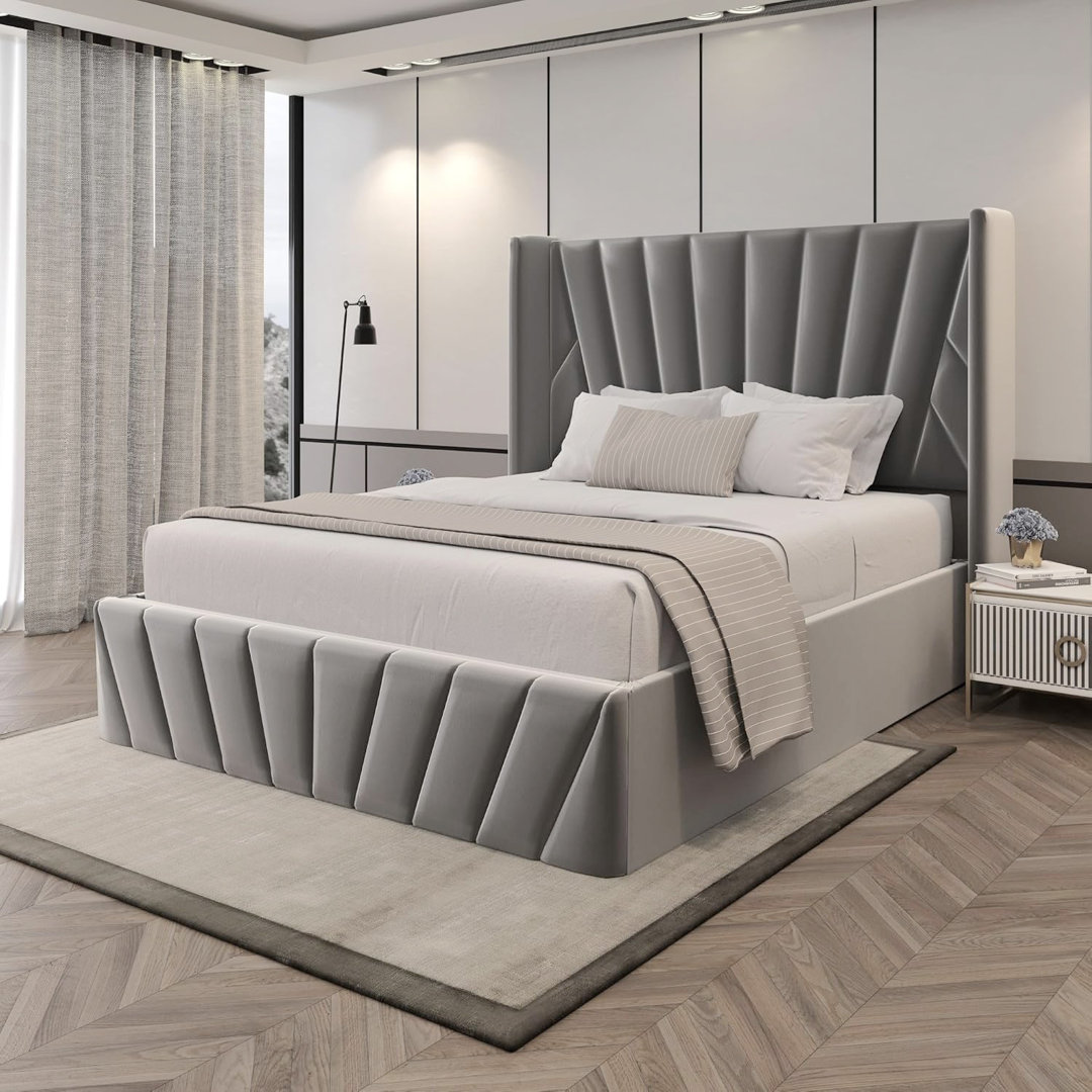 Iginia Upholstered High Headboard Storage Bed w/Hydraulic Gas Lift, Wood Slat System & Under Bed Storage Brayden Studio® 