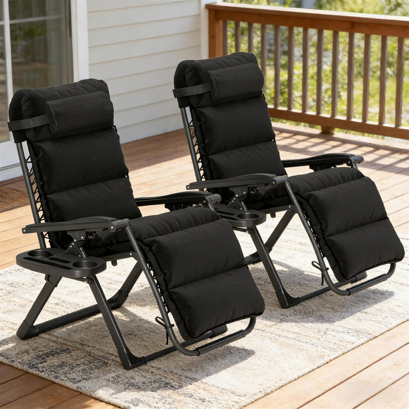 Ensemble de chaises longues inclinables et pliantes pour l'extérieur