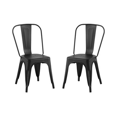 Metal Bar Stool Set of 2 Matte Black Modern Comfortable Stylish