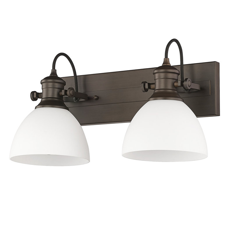 Éclairage pour meuble-lavabo à 2 lumières Bales, Verre opale, Bronze huilé