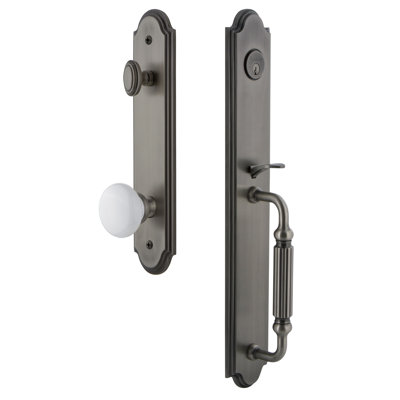 Arc One-Piece Handleset with Single Cylinder Deadbolt and F Grip with Hyde Park Knob