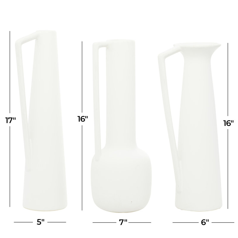 Cosmoliving By Cosmopolitan Ceramic Modern Vase, 17" H x 18" W x 6"D, White