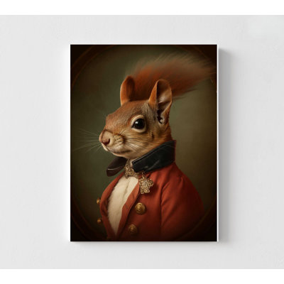 Regal Squirrel Watercolor Print, Dapper Animal Portrait