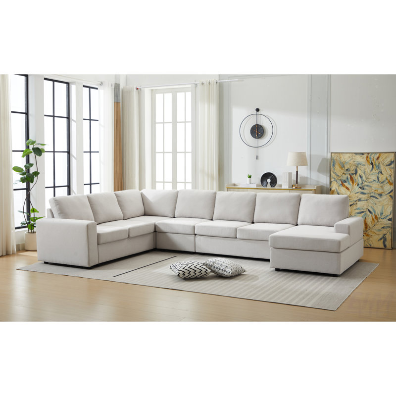 Ensemble de canapé modulaire en L à grande échelle avec composants amovibles, revêtement confortable et jetés décoratifs pour les intérieurs contemporains, modulaire