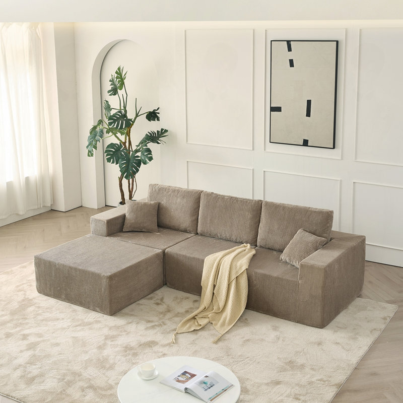 3 places avec repose-pieds et 2 coussins, Gris